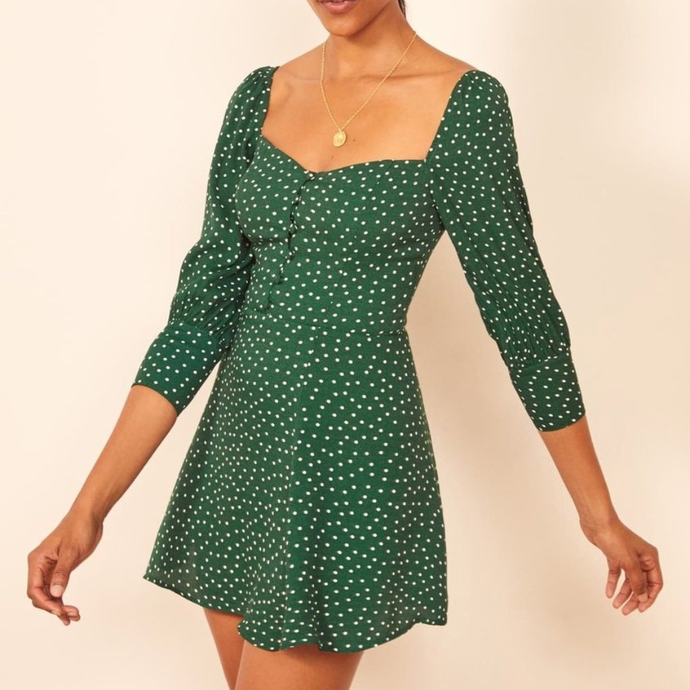 Reformation Lumiere Dot Print Button Minidress (8)